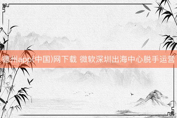 德州app(中国)网下载 微软深圳出海中心脱手运营