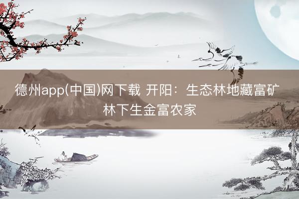 德州app(中国)网下载 开阳:生态林地藏富矿 林下生金富农家