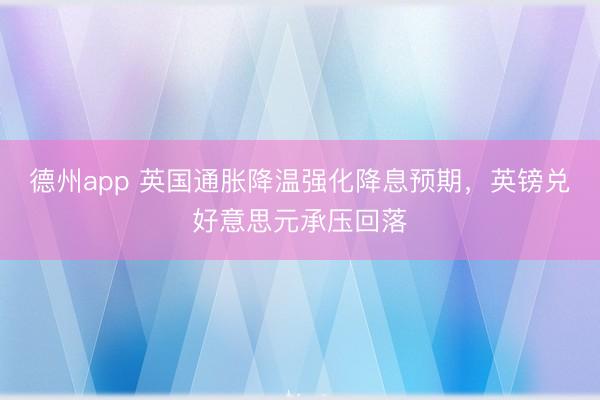 德州app 英国通胀降温强化降息预期，英镑兑好意思元承压回落