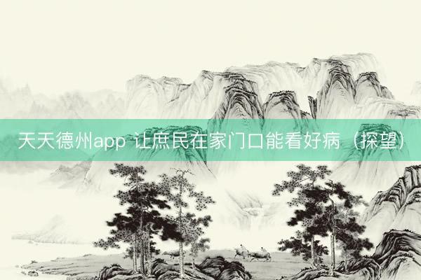 天天德州app 让庶民在家门口能看好病（探望）