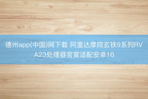 德州app(中国)网下载 阿里达摩院玄铁9系列RVA23处理器官宣适配安卓16