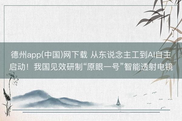 德州app(中国)网下载 从东说念主工到AI自主启动！我国见效研制“原眼一号”智能透射电镜