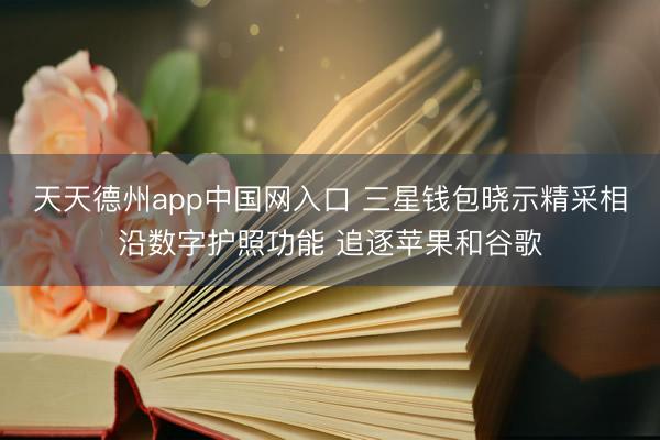 天天德州app中国网入口 三星钱包晓示精采相沿数字护照功能 追逐苹果和谷歌