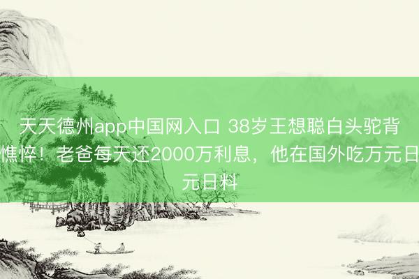 天天德州app中国网入口 38岁王想聪白头驼背太憔悴!老爸每天还2000万利息,他在国外吃万元日料