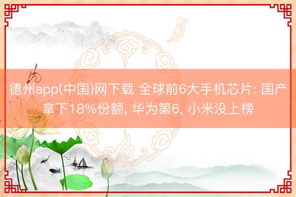 德州app(中国)网下载 全球前6大手机芯片: 国产拿下18%份额， 华为第6， 小米没上榜