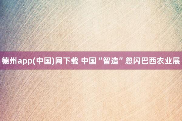 德州app(中国)网下载 中国“智造”忽闪巴西农业展