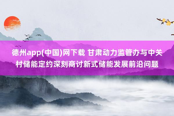 德州app(中国)网下载 甘肃动力监管办与中关村储能定约深刻商讨新式储能发展前沿问题