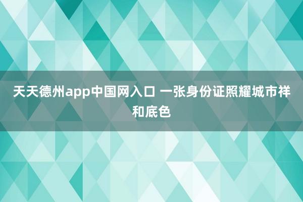 天天德州app中国网入口 一张身份证照耀城市祥和底色